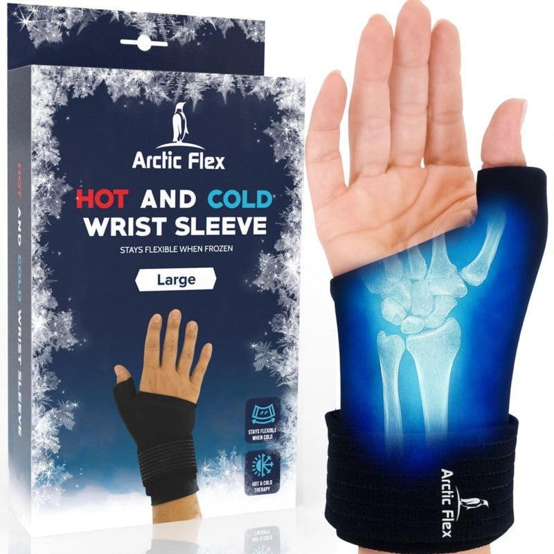 Arctic Flex Wrist Thumb Ice Pack Wrap Extra Strength Hot Cold Therapy Reusable Hand Freeze Sleeve For Arthritis Carpal Tunnel Surgery Pain Relief Fits Left Right
